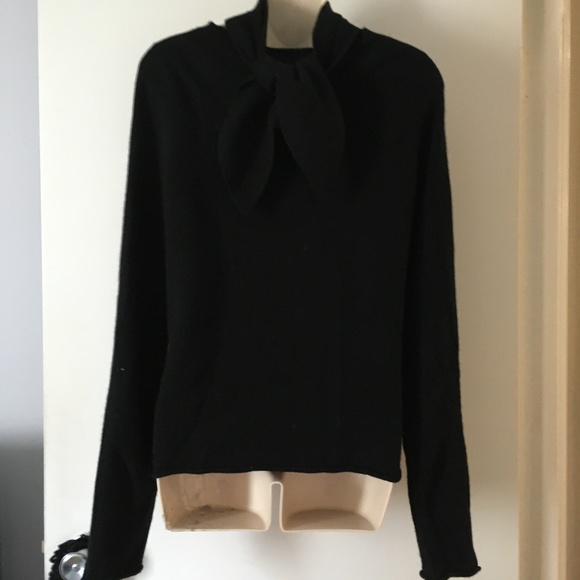 CHLOE Black 100% Cashmere Scarf Wrap Neck Sweater S - Picture 4 of 8